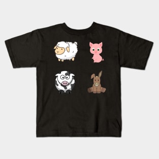 Cute Farm Animal Sticker Pack Kids T-Shirt